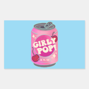 Girly Pop Cherry Soda Blikje Retro Y2K Roze Rechthoekige Sticker