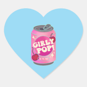 Girly Pop Cherry Sodawaterblik Retro Y2K Roze Hart Sticker