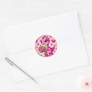 Girly Pop Dinosaur Ronde Sticker