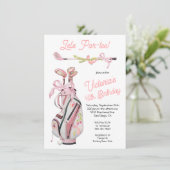 Girly Preppy Golf Verjaardagsfeestje Kaart (Staand voorkant)