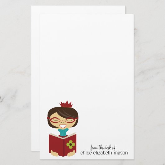 Girly Princess Bookworm Papeterie (Devant / Derrière)
