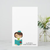 Girly Princess Bookworm Stationery Briefpapier (Staand voorkant)