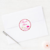 Girly Princess Hot Pink en Gold Glitter Hartelijk Ronde Sticker (Envelop)