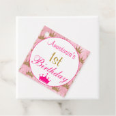 Girly Princess Hot Pink Gold Glitter 1e verjaardag Bedankjes Labels (In situ)