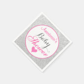 Girly Princess Pink en Silver Glitter Baby shower Servet (Hoek)