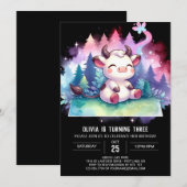 Girly Printable Koe Verjaardag Kaart (Voorkant / Achterkant)