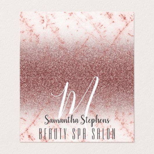 Girly Professional Pinky Glittery Monogram Visitekaartjes (Buitenkant ongevouwen)