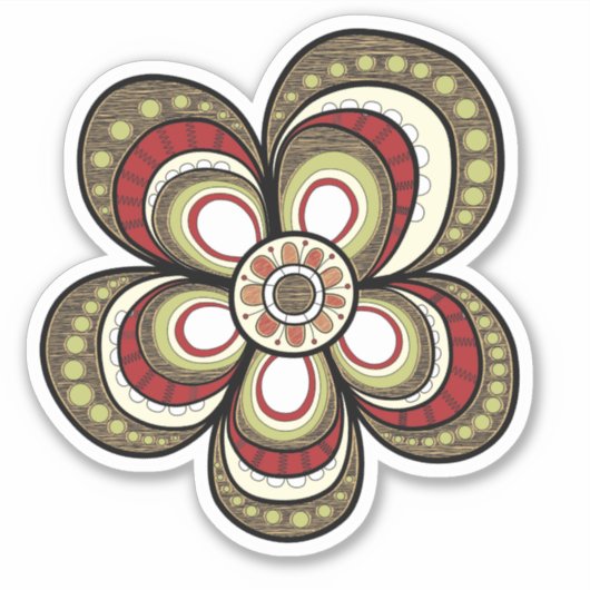 Girly Psychedelic  Bloemenkunst Sticker (Voorkant)
