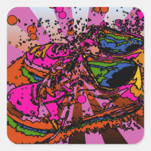 Girly Psychedelic Sneakers Vierkante Sticker