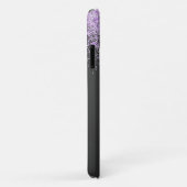 Girly Purple Glitter Shoe Script Monogram Black Case-Mate iPhone Case (Achterkant/rechts)
