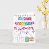 Girly Quarantine Birthday Kaart (Gele Bloem)