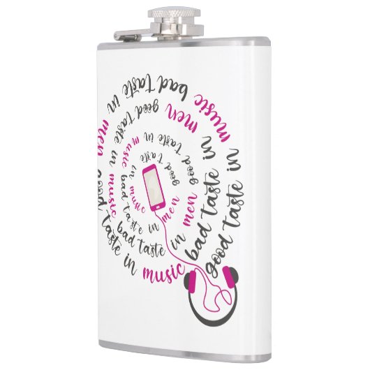 Girly quote Goede smaak in muziek slechte smaak in Heupfles (Links)