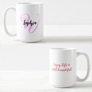 Girly Quote met Modern Monogram Initiaal & Naam Koffiemok