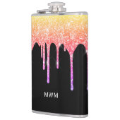 Girly Rainbow Glitter droogt spaarmonogram Heupfles (Links)