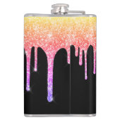 Girly Rainbow Glitter droogt spaarmonogram Heupfles (Achterkant)