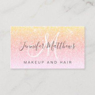 Girly Rainbow Glitter Makeup Artist Hair Salon Visitekaartje