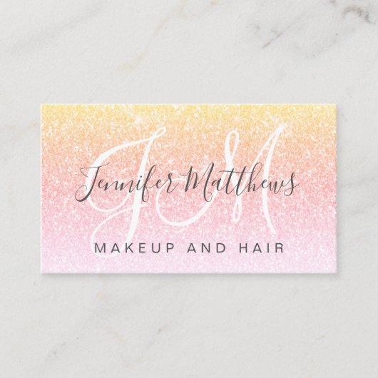 Girly Rainbow Glitter Makeup Artist Hair Salon Visitekaartje (Voorkant)