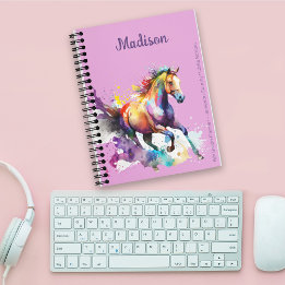 Girly Rainbow Horse Paarse aangepaste naam Planner