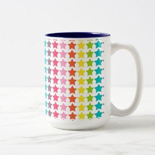 Girly Rainbow Stars Tweekleurige Koffiemok