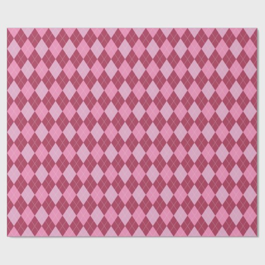 Girly Raspberry en Roze Grote Argyle Patroon Kinde Cadeaupapier (Vlak)