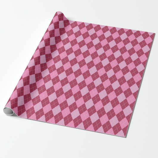 Girly Raspberry en Roze Grote Argyle Patroon Kinde Cadeaupapier (Uitgerold)