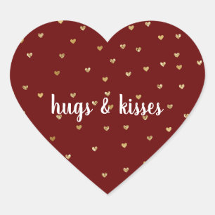 Girly Red Gold Glitter Glam Hearts Hart Sticker