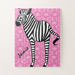 Girly Retro Mod Zebra Lovers Gifts Legpuzzel