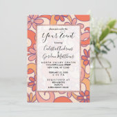 Girly Retro Roze Sinaasappel Groovy Flowers Kaart (Staand voorkant)