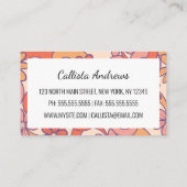 Girly Retro Roze Sinaasappel Groovy Flowers Visitekaartje (Achterkant)