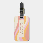 Girly Retro Wave Abstract Trendy Feminine Bagagelabel (Voorkant verticaal)