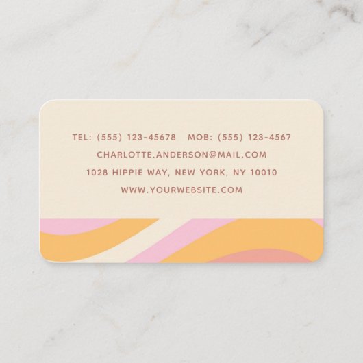 Girly Retro Wave Abstract Trendy Feminine Visitekaartje (Achterkant)