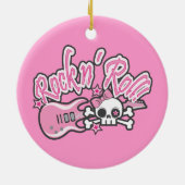 Girly Rock n'Roll Skull Keramisch Ornament (Achterkant)