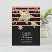 Girly Rockstar Guitar Faux Gold Star Kaart (Staand voorkant)