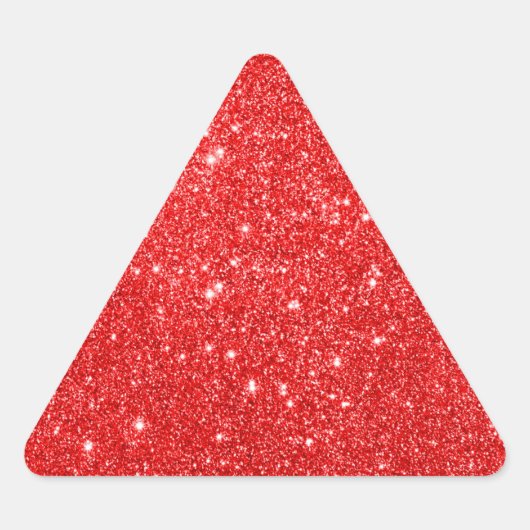 Girly rode glitter driehoek sticker (Voorkant)