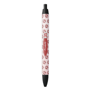 Girly rood wit gepersonaliseerd volleybal zwarte inkt pen
