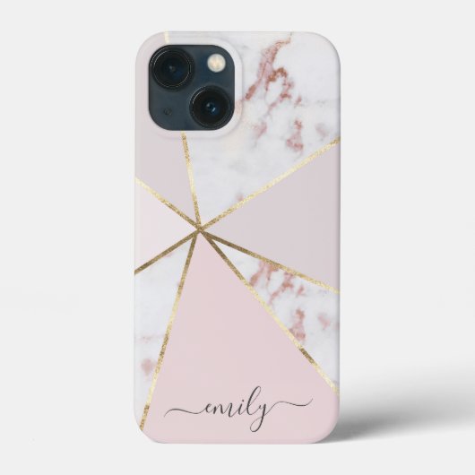 Girly Roos Gold Blush geometric Name Modern Case-Mate iPhone Case (Achterkant)