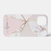 Girly Roos Gold Blush geometric Name Modern Case-Mate iPhone Case (Achterkant (horizontaal))