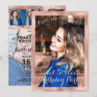 Girly Roos Gold Border Foto Collage Sweet 16
