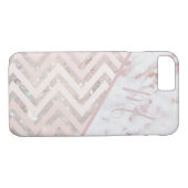 Girly Roos Gold Chevron Pattern Marble Monogram Case-Mate iPhone Case (Achterkant (Horizontaal))