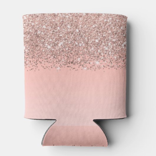 Girly Roos Gold Confetti Pink Gradient Monogram Blikjeskoeler (Achterkant)