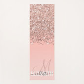 Girly Roos Gold Confetti Pink Gradient Monogram Yogamat (Voorkant)
