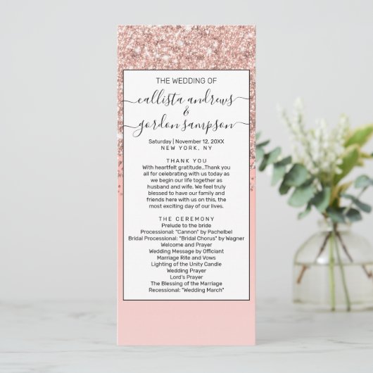 Girly Roos Gold Confetti Pink Gradient Ombre Programma (Staand voorkant)