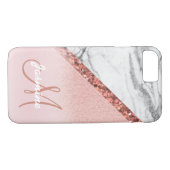 Girly Roos Gold Foil Glitter Grey Marble Monogram Case-Mate iPhone Case (Achterkant (Horizontaal))