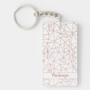 Girly Roos Gold Geometric Copper Polygon Foto Sleutelhanger