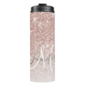 Girly Roos Gold Glitter Blush Monogram Naam Thermosbeker