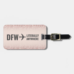 Girly Roos Gold Glitter Custom Airport Code Funny Bagagelabel