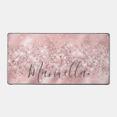 Girly Roos Gold Glitter Custom Name Monogram Bureaumat (Voorkant)