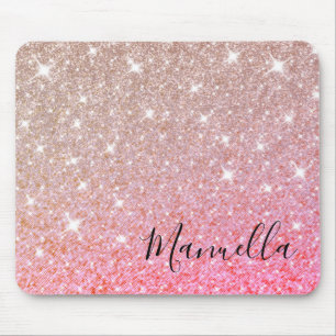 Girly Roos Gold Glitter Custom Name Monogram Muismat