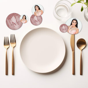 Girly Roos Gold Glitter Drift Monogram Birthday Confetti