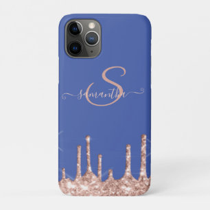 Girly Roos Gold Glitter Drivers, Monogram iPhone 11 Pro Hoesje